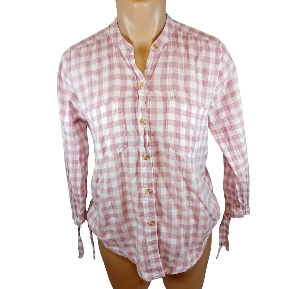 Y2K Abercrombie & Fitch Button Down Top Tie Plaid Coquette Western Soft Girl S